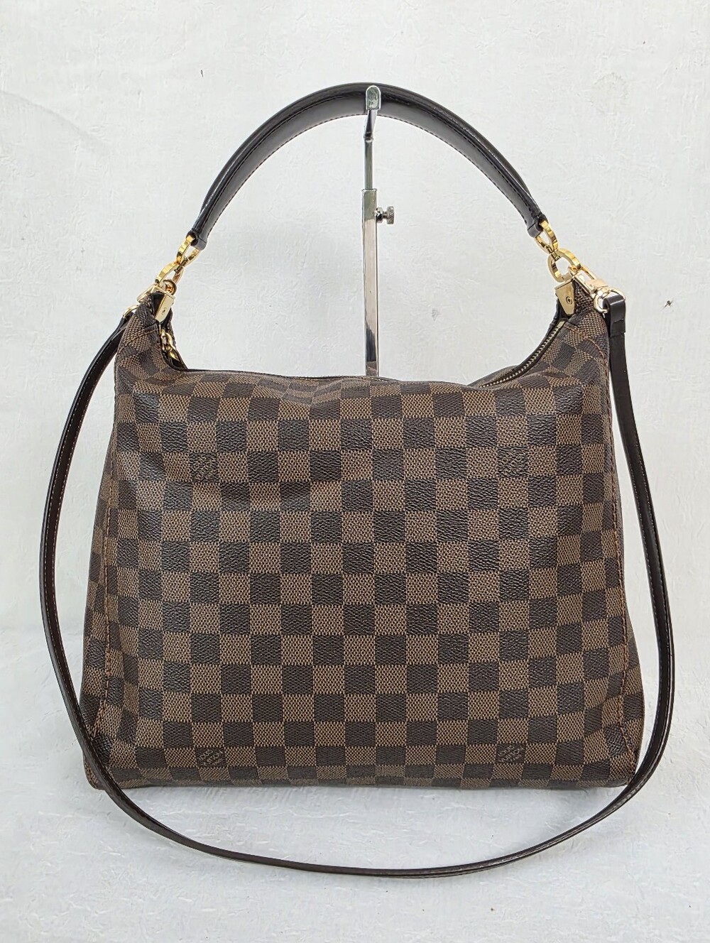 Auth Louis Vuitton Brown Damier Hobo Shoulder Bag